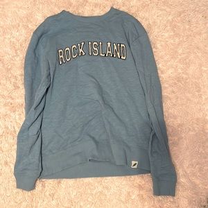 Unwind- Rock Island, Women’s M, Blue Crewneck
